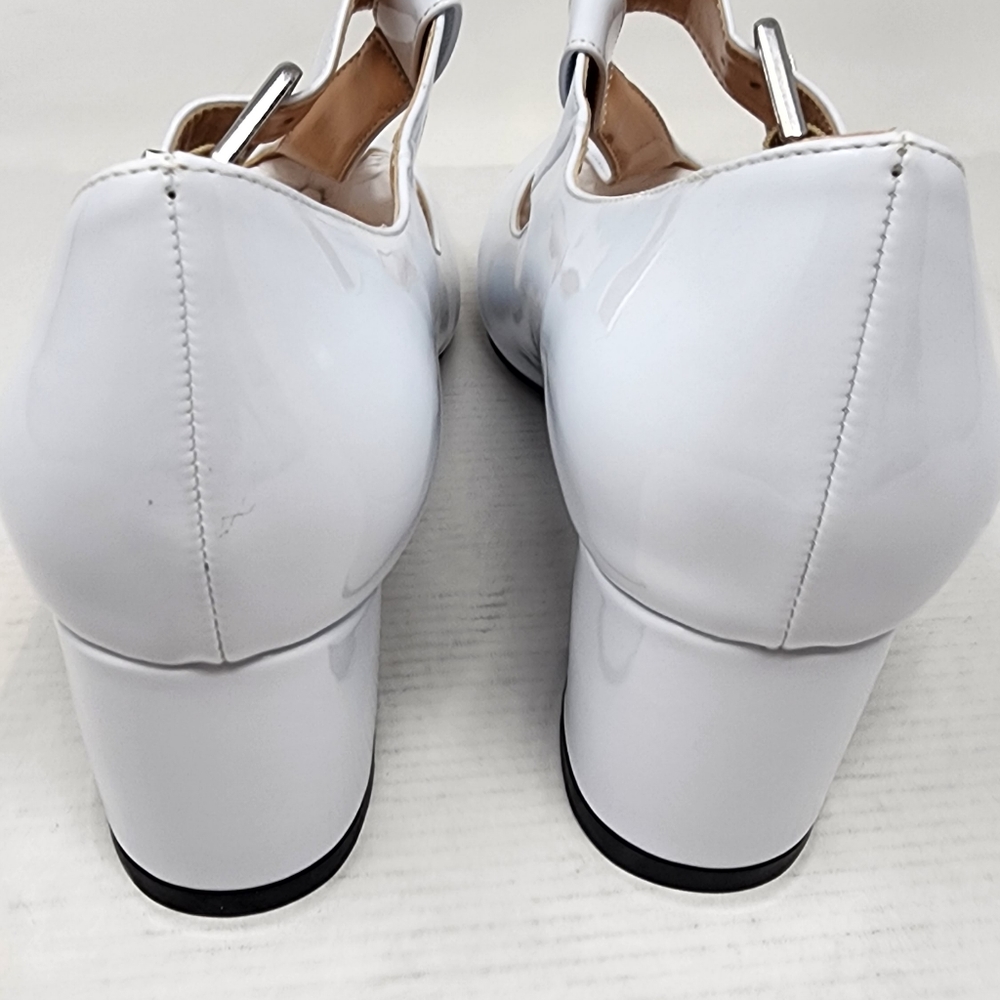 New White Mary Janes Chunky Low Block Heel Trendy Shoes Women's Size 8.5 - Picture 8 of 9